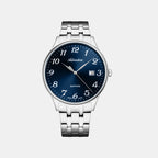 Pairs Men Quartz Blue Dial Analog Stainless Steel Watch A1300.5125Q