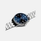 Pairs Men Quartz Blue Dial Analog Stainless Steel Watch A1300.5125Q