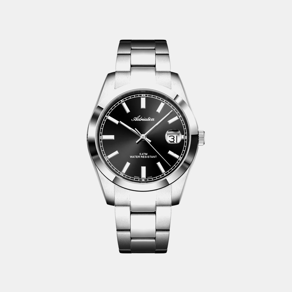 Men Quartz Black Dial Analog Stainless Steel Watch A1302.5114Q