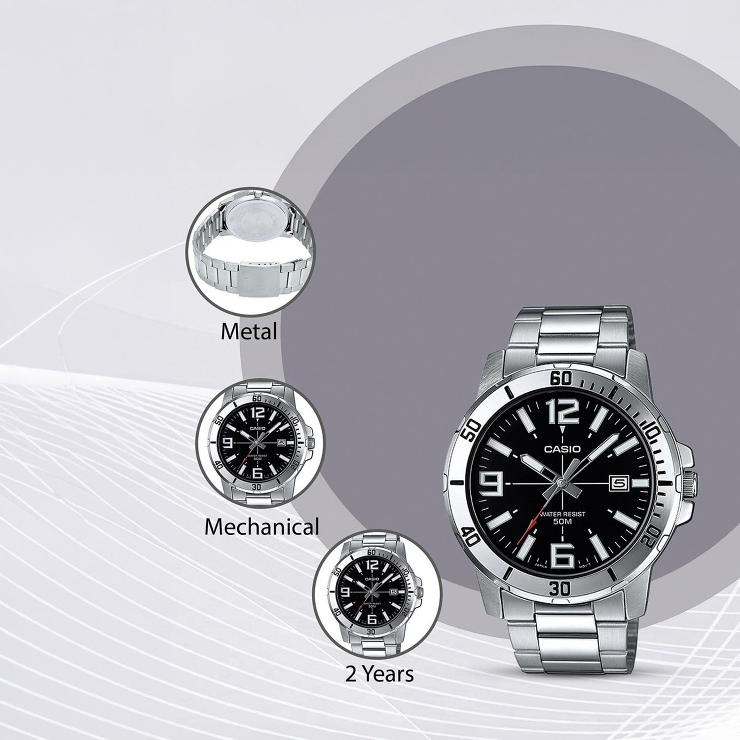 Enticer Men Quartz Black Dial Analog Stainless Steel Watch A1361