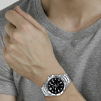 Enticer Men Quartz Black Dial Analog Stainless Steel Watch A1362