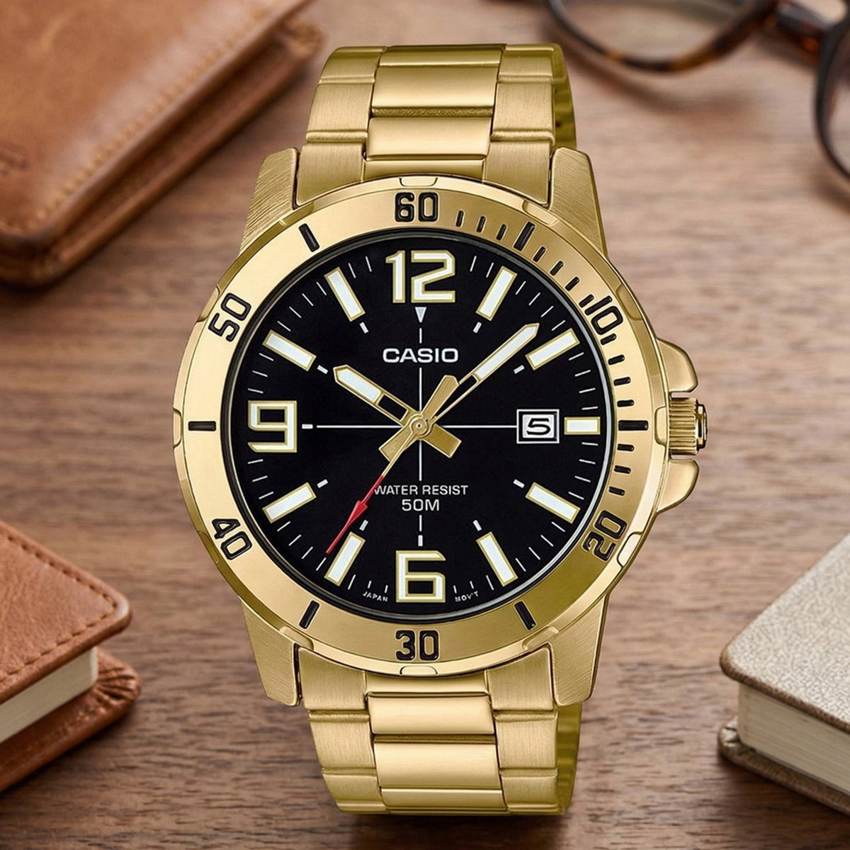 Enticer Men Quartz Black Dial Analog Stainless Steel Watch A1367