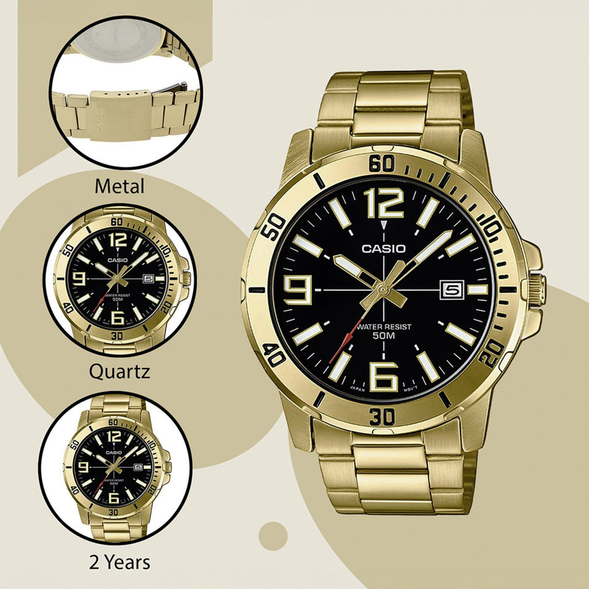 Enticer Men Quartz Black Dial Analog Stainless Steel Watch A1367