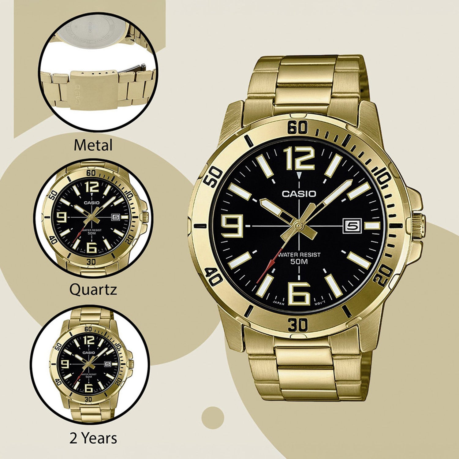 Enticer Men Quartz Black Dial Analog Stainless Steel Watch A1367