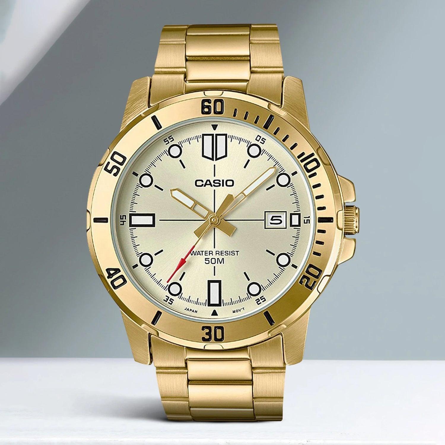 Enticer Men Quartz Gold Dial Analog Stainless Steel Watch A1368