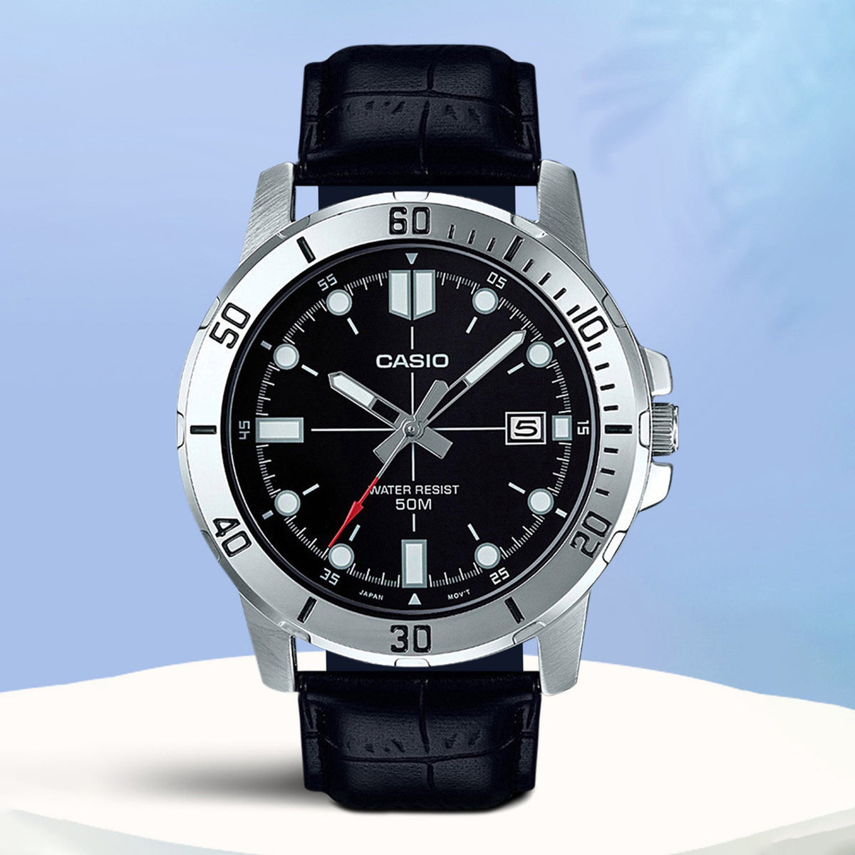 Enticer Men Quartz Black Dial Analog Leather Watch A1371