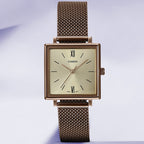 Enticer Women Quartz Gold Dial Analog Stainless Steel Watch A1548