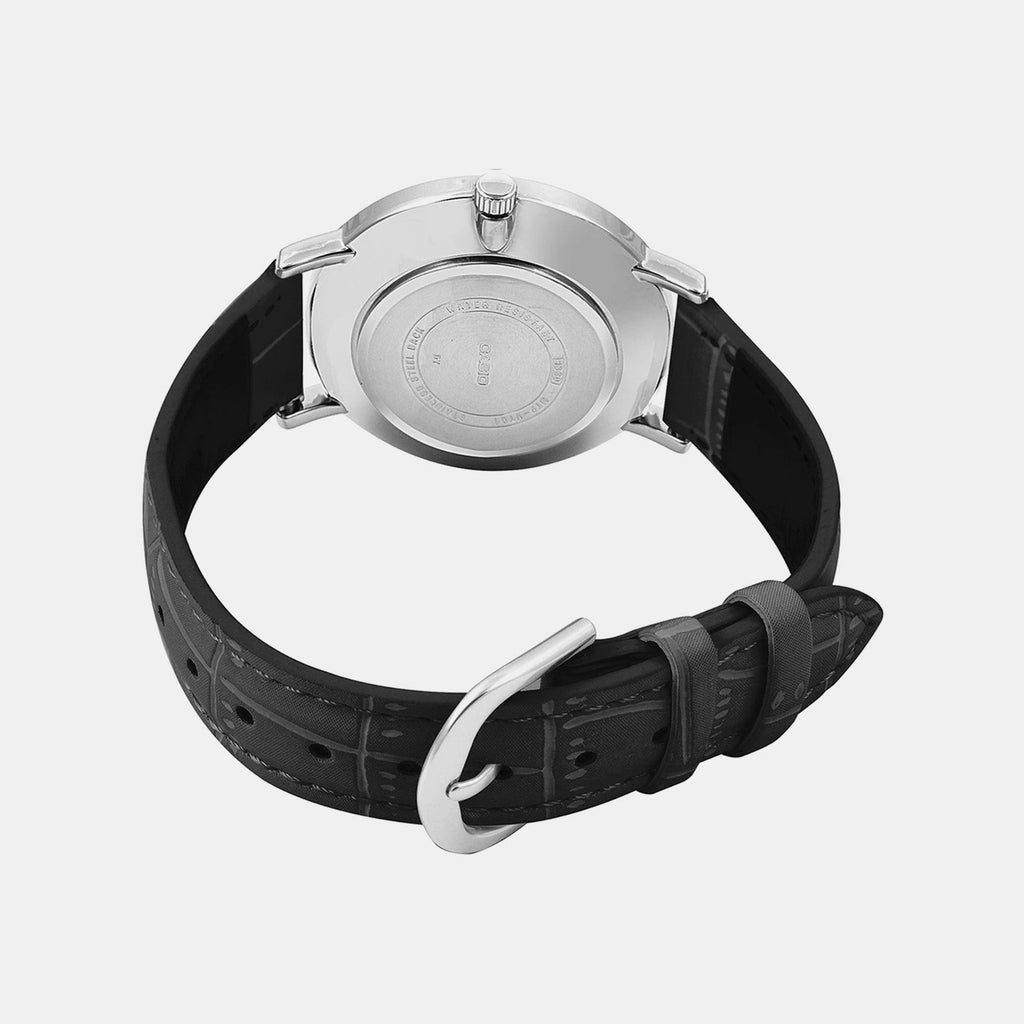 Enticer Men Quartz Silver Dial Analog Leather Watch A1617