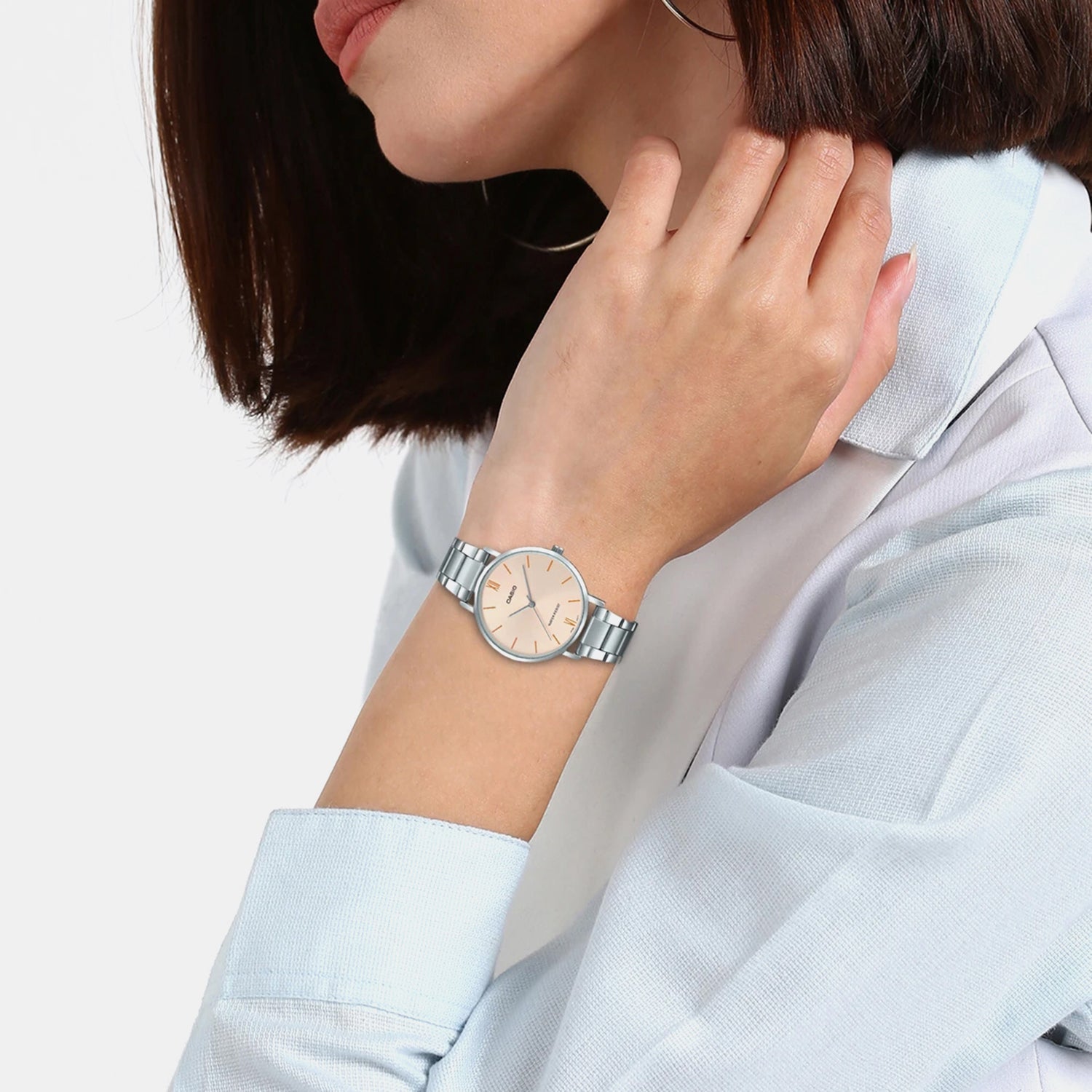 Enticer Women Quartz Pink Dial Analog Stainless Steel Watch A1624