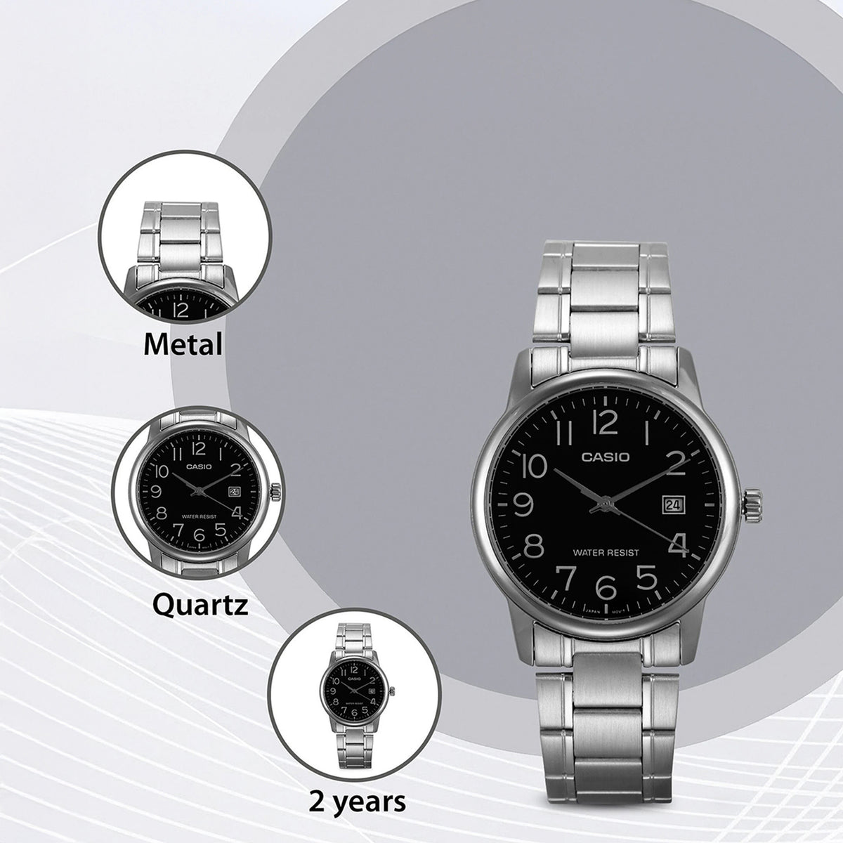 Enticer Men Quartz Black Dial Analog Stainless Steel Watch A1668