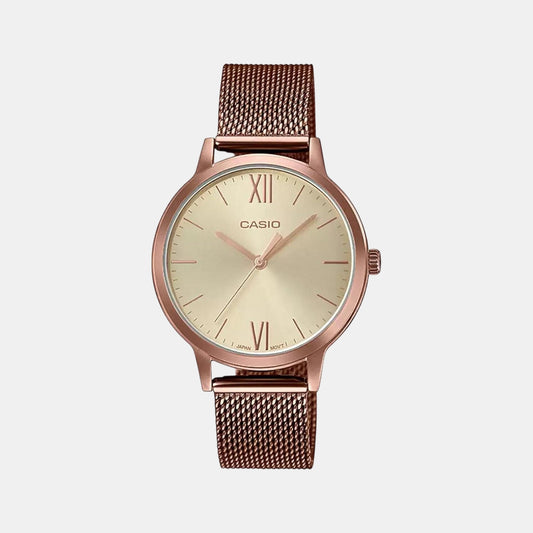 Enticer Women Quartz Beige Dial Analog Mesh Watch A1693
