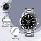 Enticer Men Quartz Black Dial Analog Stainless Steel Watch A1734