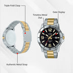 Enticer Men Quartz Black Dial Analog Stainless Steel Watch A1735