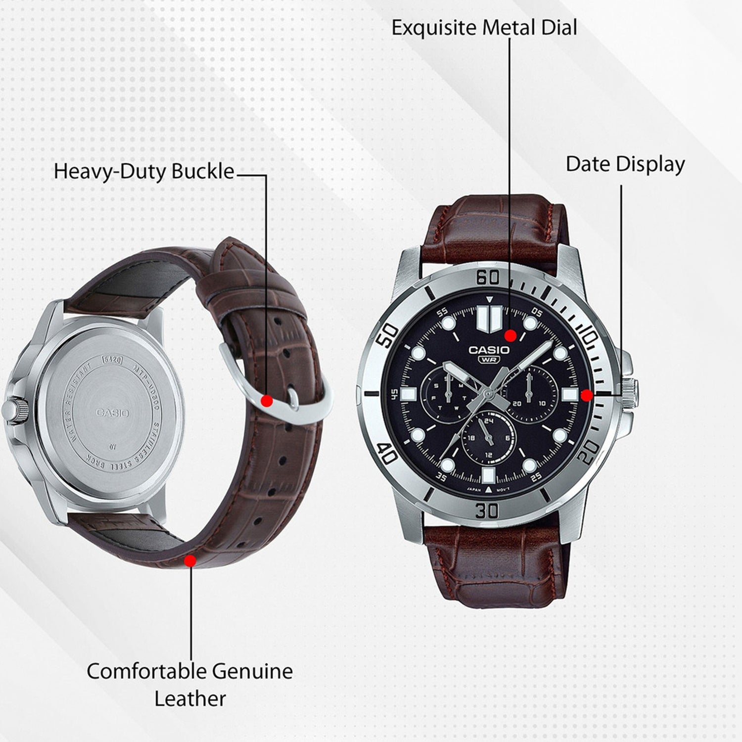 Enticer Men Quartz Black Dial Chronograph Leather Watch A1751