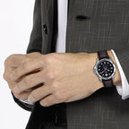 Enticer Men Quartz Black Dial Chronograph Leather Watch A1751