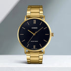 Enticer Men Quartz Black Dial Analog Stainless Steel Watch A1777