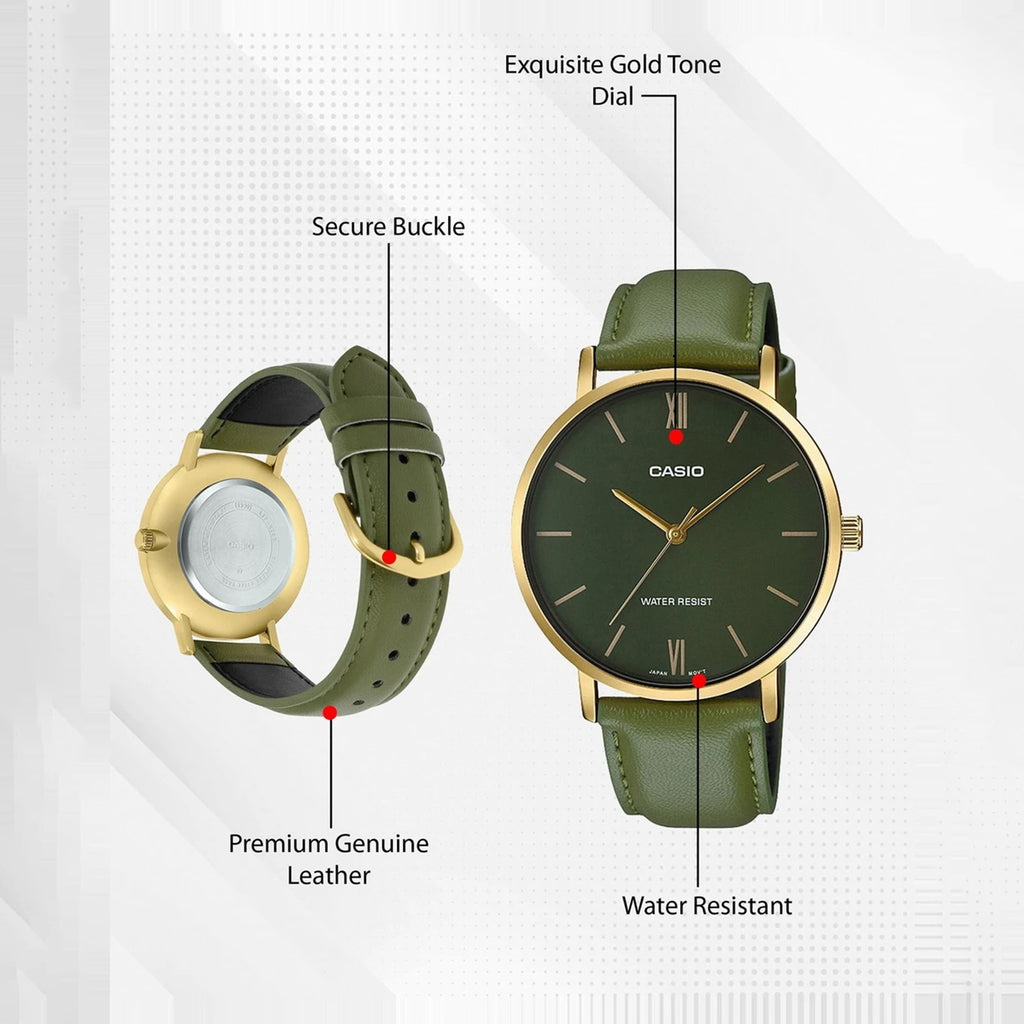 Enticer Men Quartz Green Dial Analog Leather Watch A1782