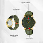 Enticer Men Quartz Green Dial Analog Leather Watch A1782