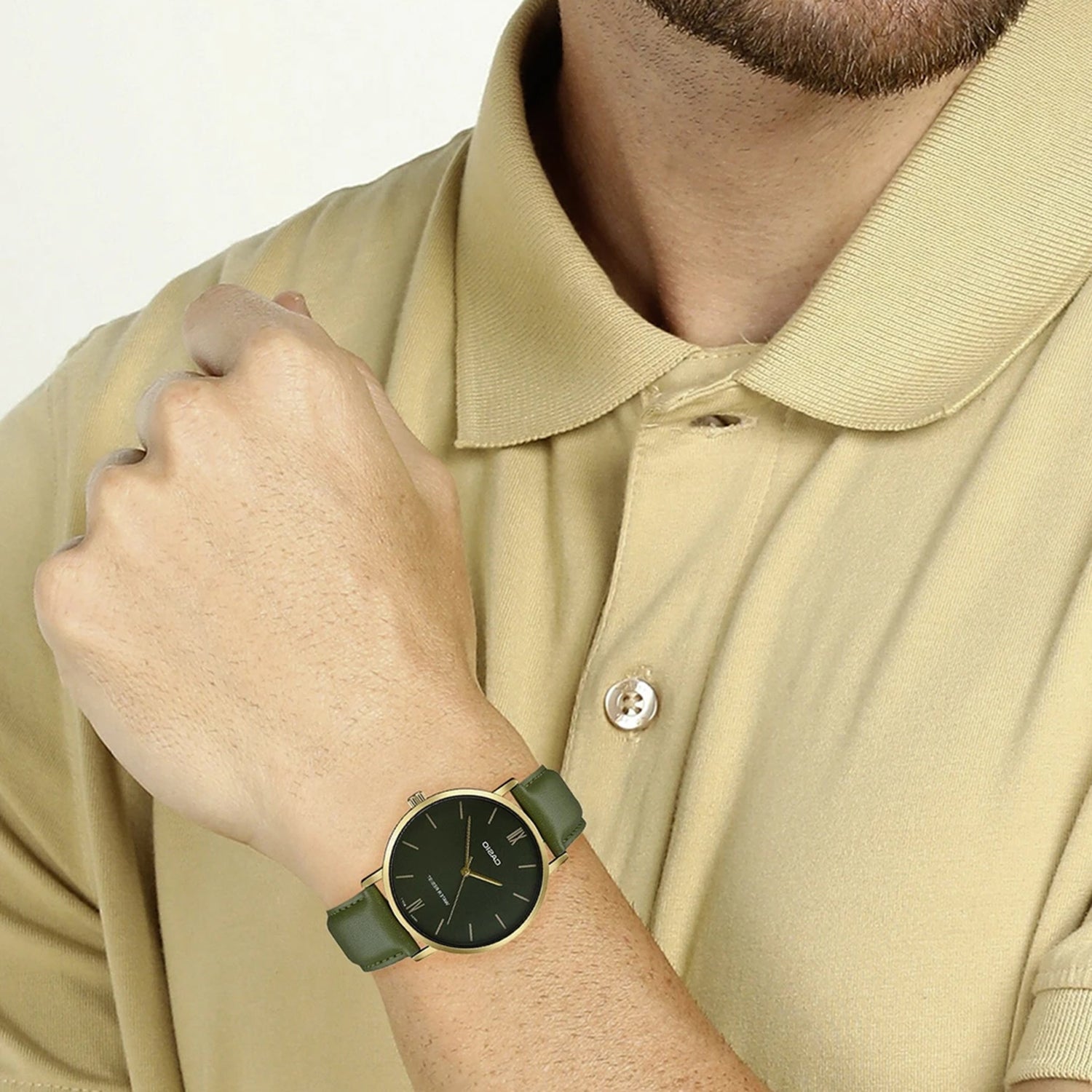 Enticer Men Quartz Green Dial Analog Leather Watch A1782