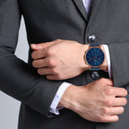 Enticer Men Quartz Blue Dial Chronograph Leather Watch A1849