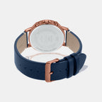 Enticer Men Quartz Blue Dial Chronograph Leather Watch A1849