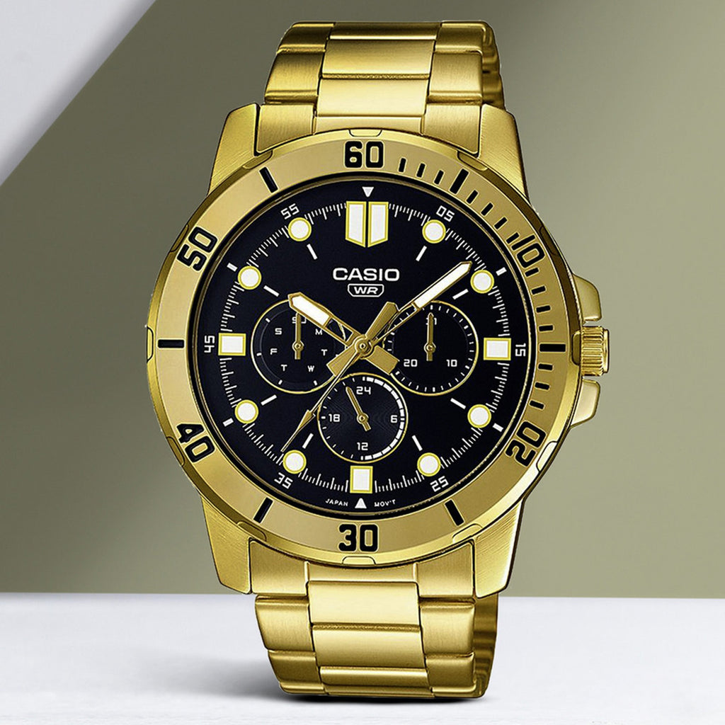 Enticer Men Quartz Black Dial Chronograph Stainless Steel Watch A1856