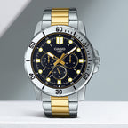 Enticer Men Quartz Black Dial Chronograph Stainless Steel Watch A1859