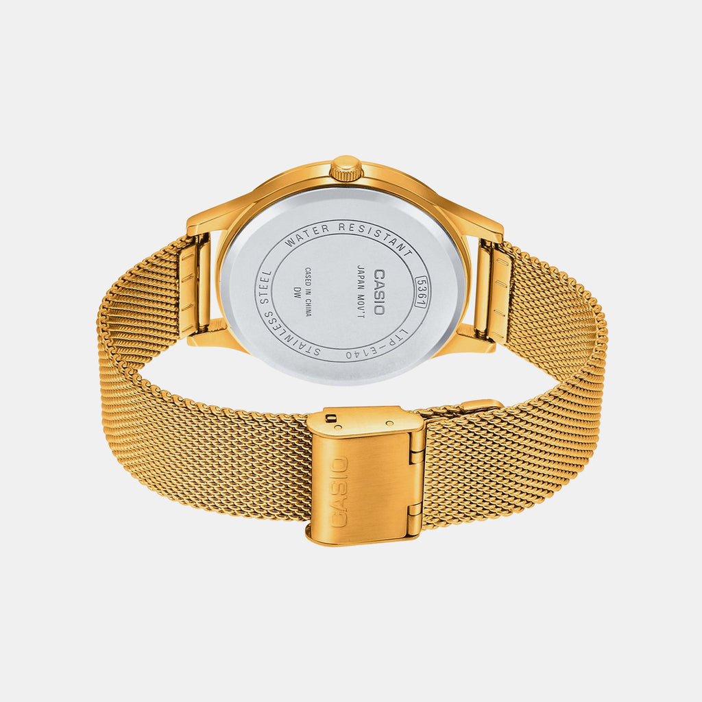 Vintage Women Quartz Gold Dial Analog Stainless Steel Watch A1867