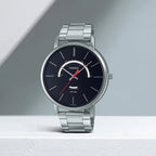 Enticer Men Quartz Black Dial Analog Stainless Steel Watch A1877