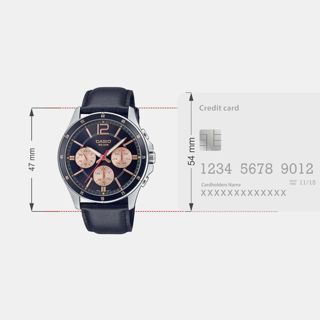 Enticer Men Quartz Black Dial Chronograph Leather Watch A1888