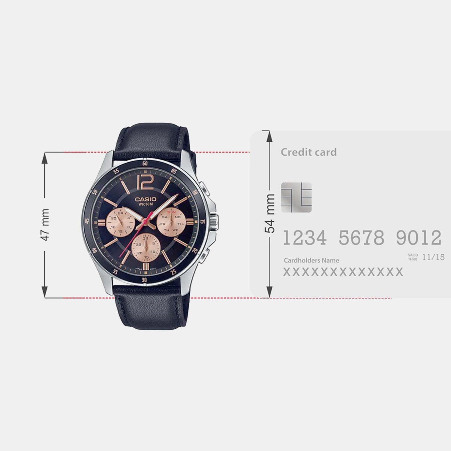 Enticer Men Quartz Black Dial Chronograph Leather Watch A1888
