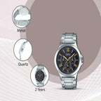Enticer Men Quartz Black Dial Chronograph Stainless Steel Watch A1893
