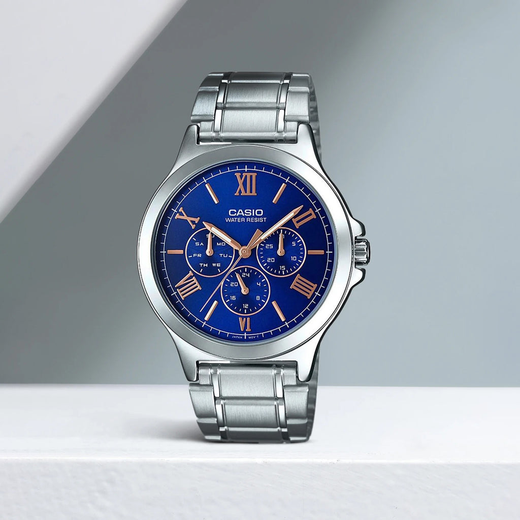 Enticer Men Quartz Blue Dial Chronograph Stainless Steel Watch A1894