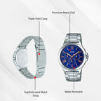 Enticer Men Quartz Blue Dial Chronograph Stainless Steel Watch A1894