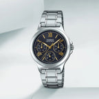 Enticer Women Quartz Black Dial Chronograph Stainless Steel Watch A1898
