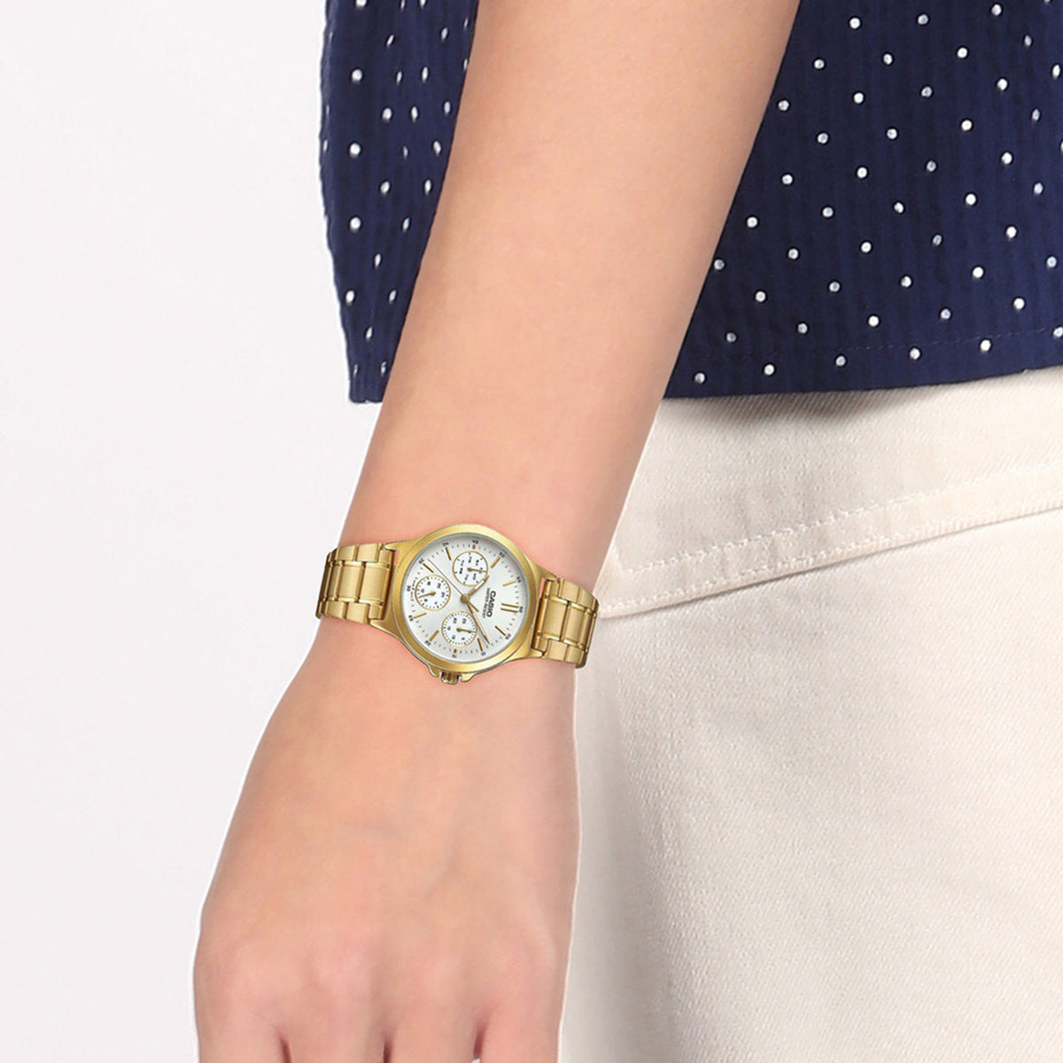Enticer Women Quartz White Dial Multi-Function Stainless Steel Watch A1915
