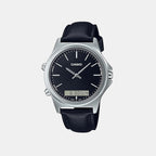 Enticer Men Quartz Black Dial Analog-Digital Leather Watch A1927
