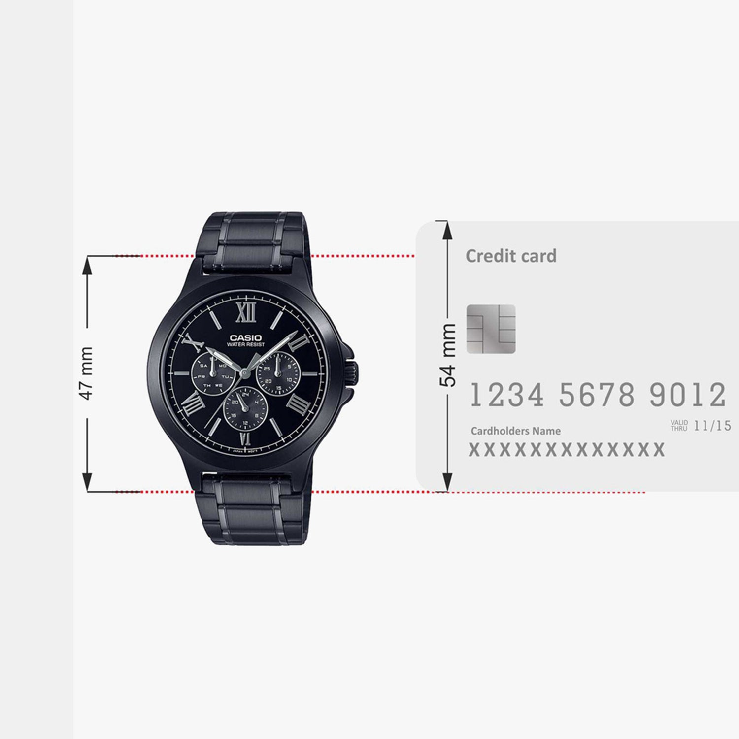 Enticer Men Quartz Black Dial Multi-Function Stainless Steel Watch A1969