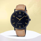 Enticer Men Quartz Black Dial Analog Leather Watch A1976