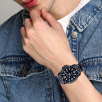 Enticer Men Quartz Black Dial Analog Stainless Steel Watch A1979