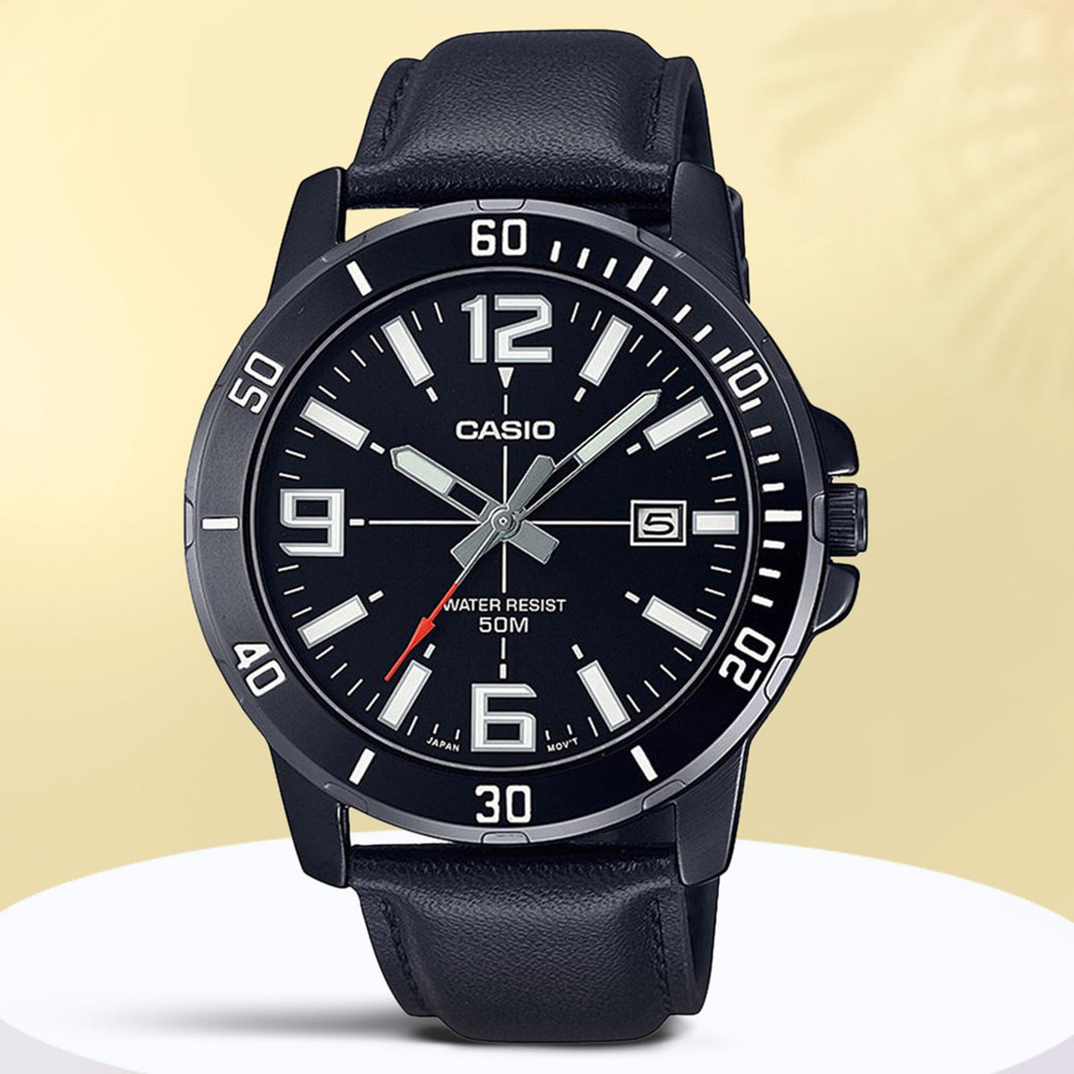 Enticer Men Quartz Black Dial Analog Leather Watch A1981
