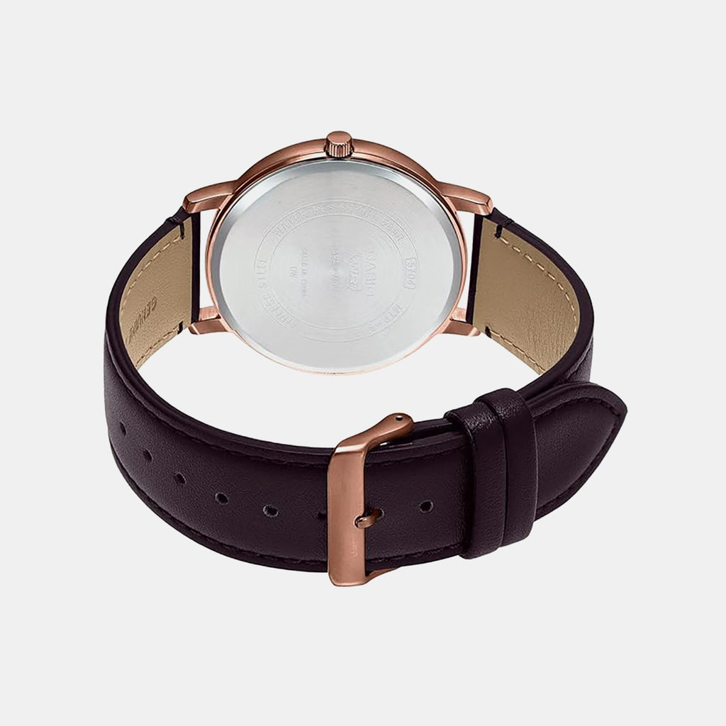Enticer Men Quartz Brown Dial Analog Leather Watch A2045