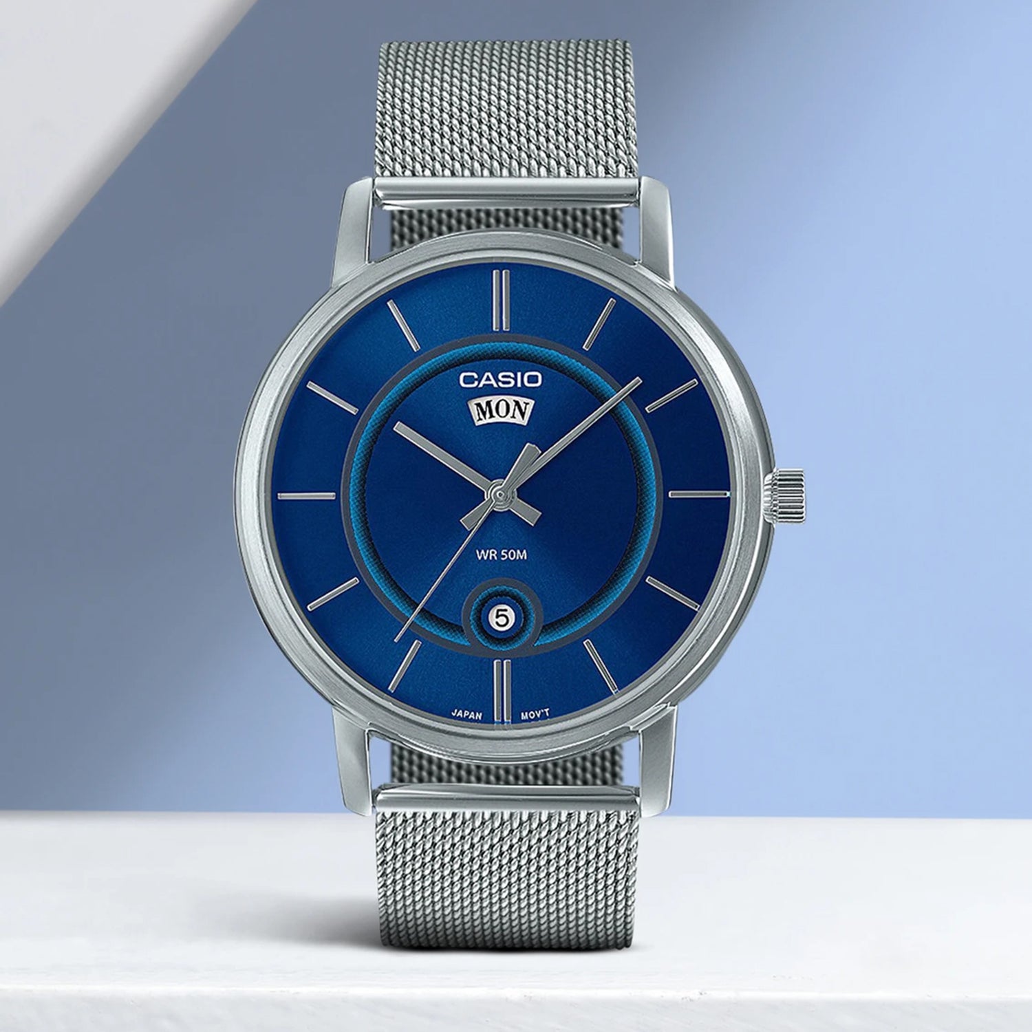 Enticer Men Quartz Blue Dial Analog Mesh Watch A2049