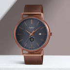 Enticer Men Quartz Black Dial Analog Mesh Watch A2057
