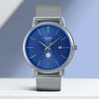 Enticer Men Quartz Blue Dial Analog Mesh Watch A2058