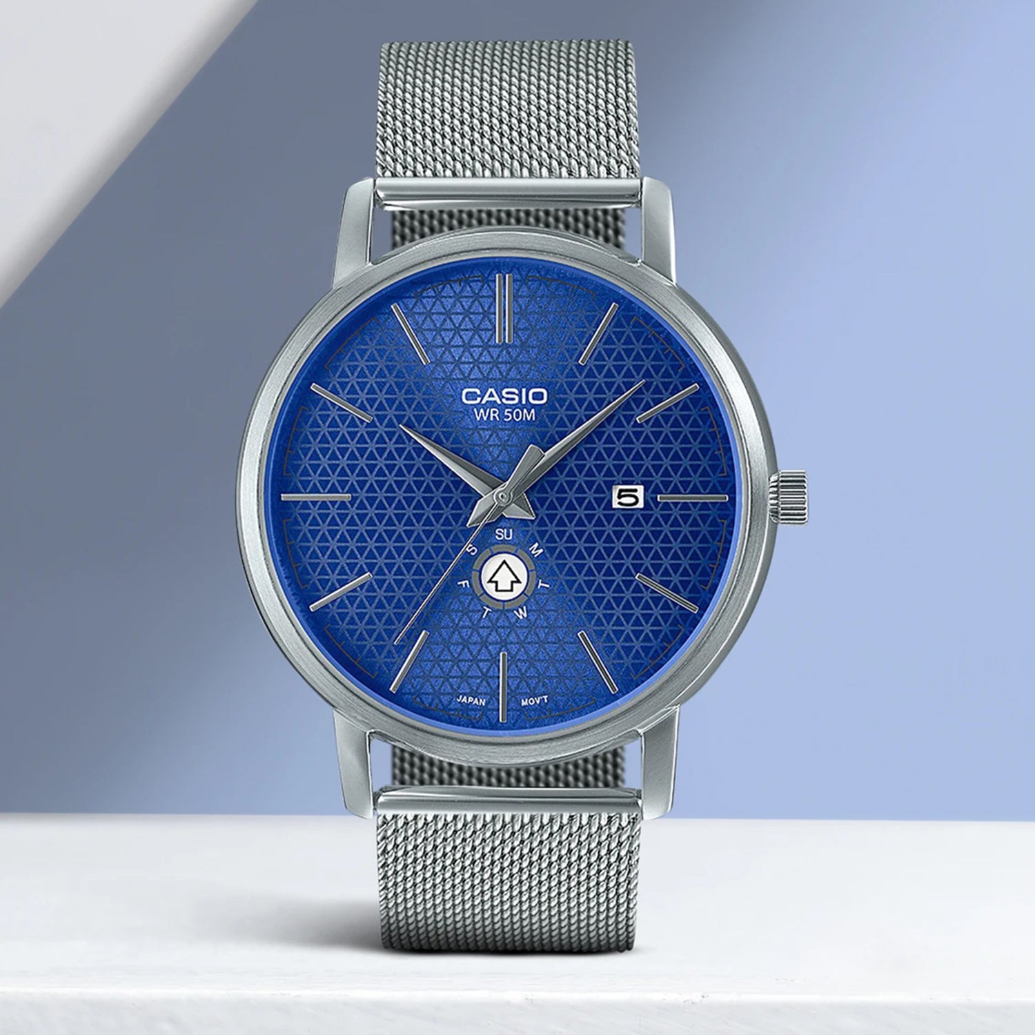 Enticer Men Quartz Blue Dial Analog Mesh Watch A2058