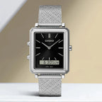 Enticer Men Quartz Black Dial Analog Mesh Watch A2085