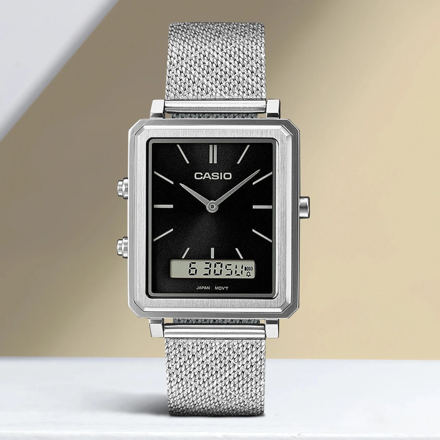 Enticer Men Quartz Black Dial Analog Mesh Watch A2085