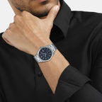 Enticer Men Quartz Blue Dial Analog Stainless Steel Watch A2093