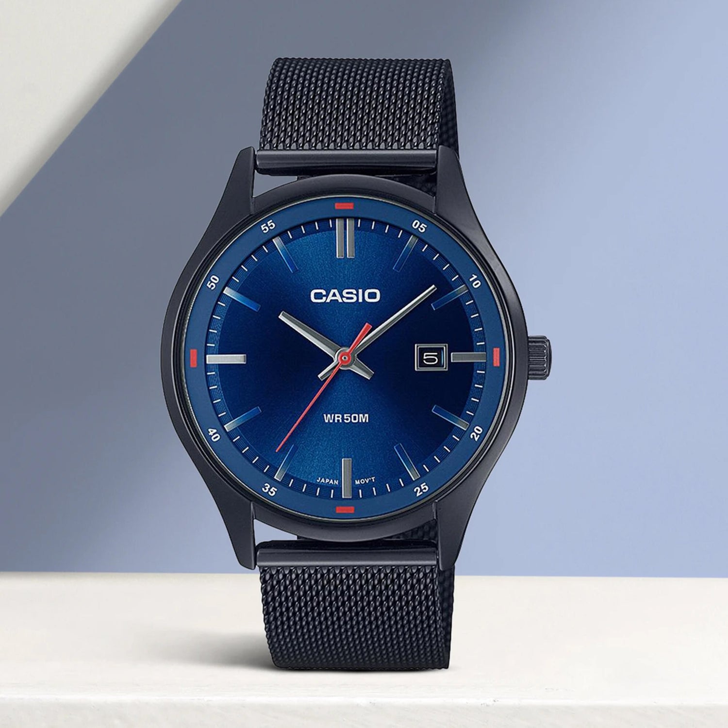Enticer Men Quartz Blue Dial Analog Mesh Watch A2104